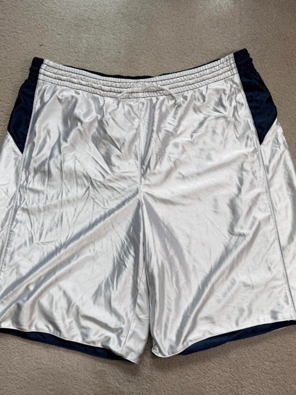 Vintage Nike Basketball Reversible Shorts Mens XL Dazzle Shiny Y2K White Baggy s
